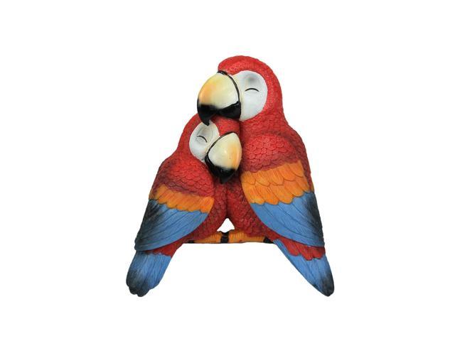 Polly and Petey Mother and Child Parrots Shelf Sitter Statue Hand Painted