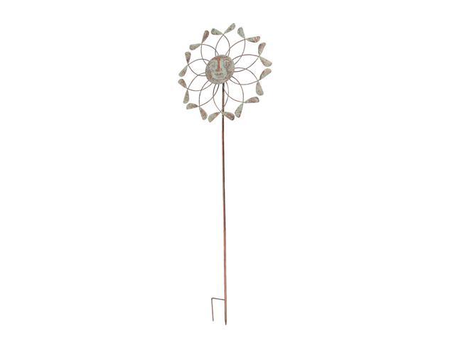 Oxidized Copper Finish Celestial Spinner Sun Moon and Stars Garden Stake 235 Inch Diameter