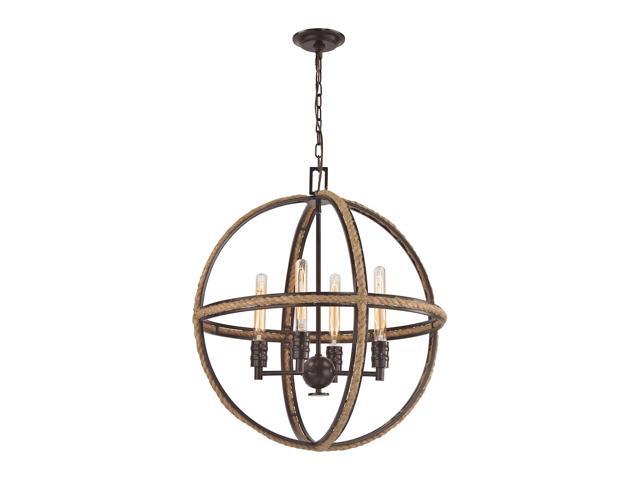 Elk Lighting Natural Rope 4 Light Chandelier In Oil Rubbed Bronze