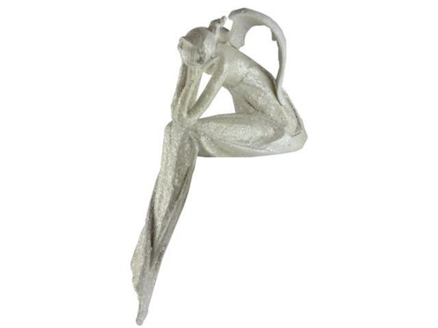 12' Ivory White Glittered Sitting Wishful Angel Table Top Christmas Decoration