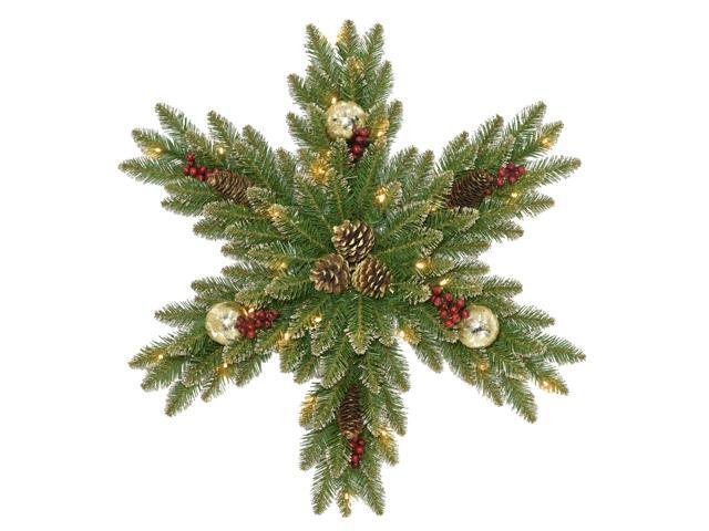 32' Glittery Gold Dunhill Fir Snowflake with Battery Operated LED Lights