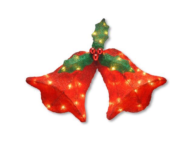 12' Red and Green Sisal Bell/Bow with 45 Clear Lights