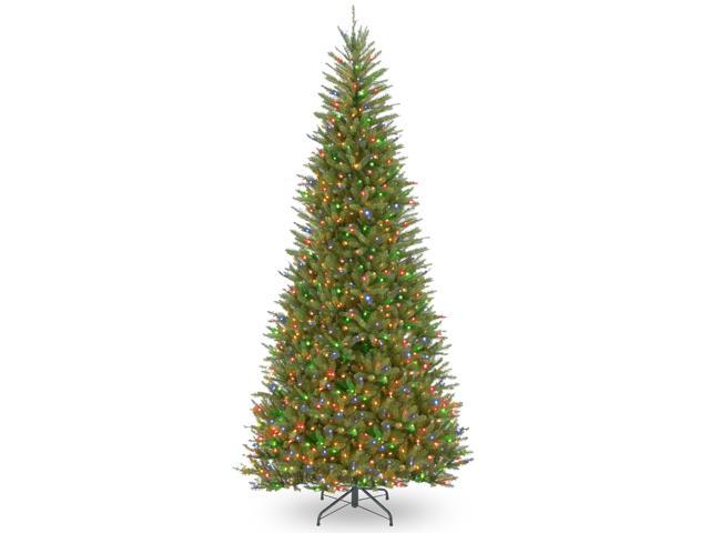 9' Pre-lit Dunhill Fir Slim Artificial Christmas Tree -Multicolor Lights