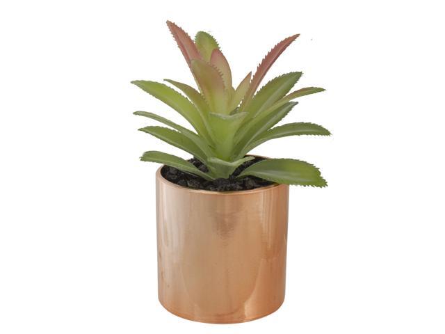 5' Green Artificial Aloe Plant in a Rose Gold Pot
