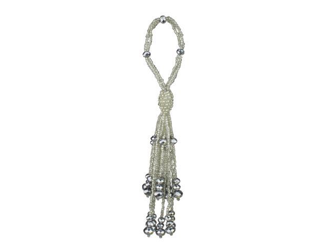 65' Winter Light White and Silver Beaded Ball with Tassels Christmas Ornament
