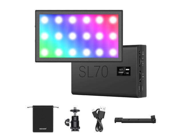 Neewer SL70 RGB Led Video Light with Built-in 2000mAh Rechargeable Battery CRI95+/3200K- 8500K/Brightness 0-100/0-360 Adjustable Colors/9 Scene