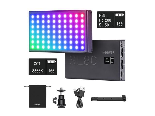 Neewer RGB Video Light with Built-in 4150mAh Rechargeable Battery 360° Full Color 9 Light Effects 3200K-8500K Color Temperature SL80 LED Video