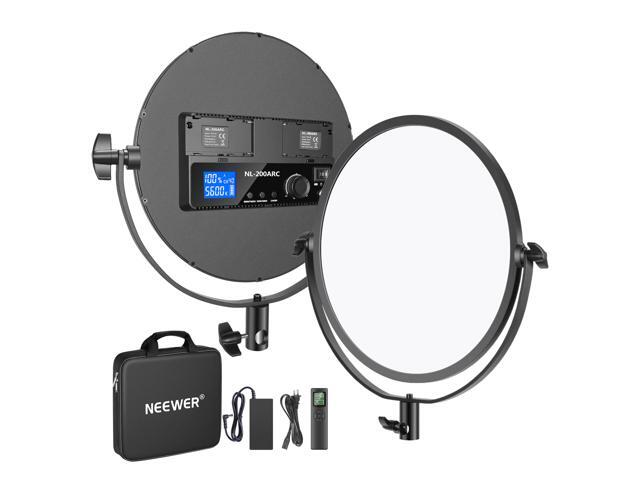 Neewer Desk Mount Round LED Video Light with C-Clamp Stand 30W 3200K-5600K CRI95+ Dimmable 106' Ultra-Slim Soft Light Panel with 24G Remote