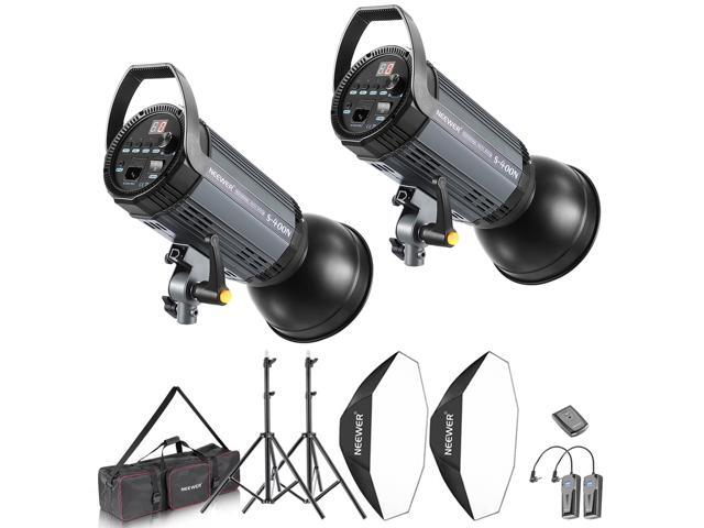 Neewer 800W Photo Studio Strobe Flash and Softbox Lighting Kit: (2)400W Monolight Flash(S-400N)(2)Reflector Bowens Mount(2)Light