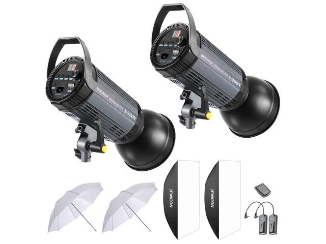 Neewer 800W Studio Strobe Flash Photography Lighting Kit:(2)400W Monolight(2)Reflector Diffuser(2)Softbox(2)33 Inches Umbrella(1)RT-16 Wireless