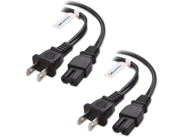 Cable Matters 2-Pack 2 Slot Polarized Power Cord (2 Slot Power Cable) 15 Feet (NEMA 1-15P to IEC C7)