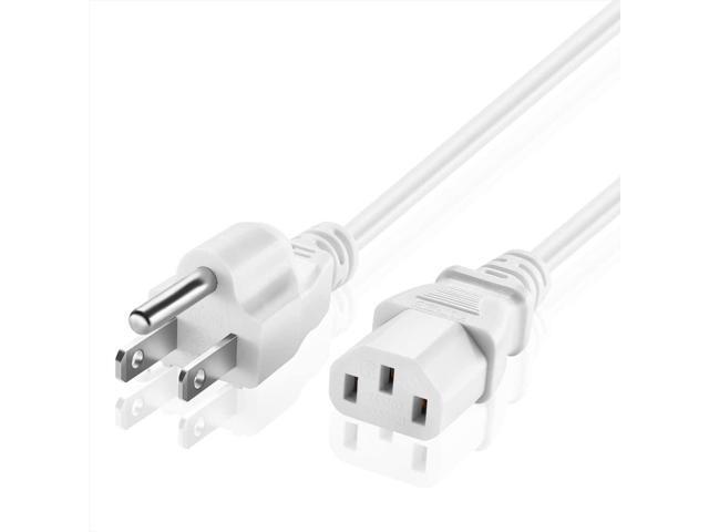 TNP Universal Power Cord (3 Feet) - NEMA 5-15P to IEC320C13 Power Cable Wire Connector Socket Plug Jack - White