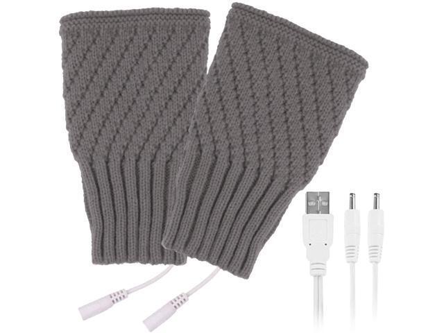 USB Heated Gloves Men Women Winter Knitted Warm Mitten Gloves Half Heated Fingerless Laptop Gloves for Typing Working