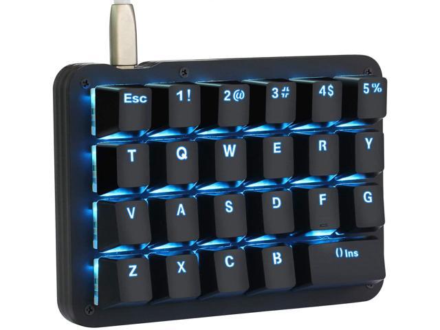 Koolertron One Handed Macro Mechanical Keyboard Blue LED Backlit Portable Mini One-Handed Mechanical Gaming Keypad 23 Fully Programmable Keys (Blue