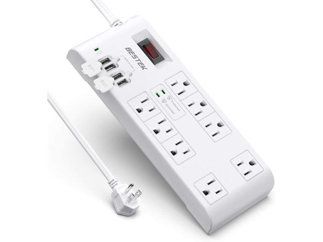 BESTEK 2000 Joules Surge Protector with USB Power Strips with 8 AC Outlets 15A 125V DC 5V 42A 4 Smart USB Charging Ports Long 6 Feet Heavy