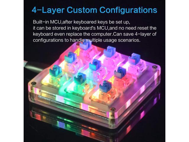 Koolertron One Handed Macro Mechanical Keyboard RGB LED Backlit Portable Mini One-Handed Mechanical Gaming Keypad OSU! Keyboard 9 Fully