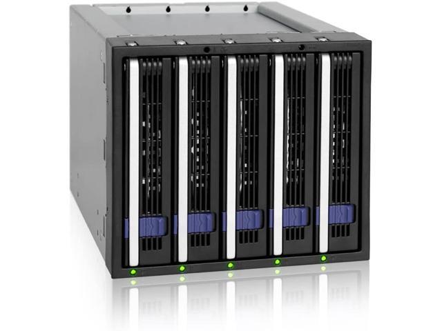 ICY DOCK FatCage MB155SP-B 5 Bay EZ-Tray 35' SATA Hard Drive Hot-Swap Backplane Cage in 3X 525 Bay