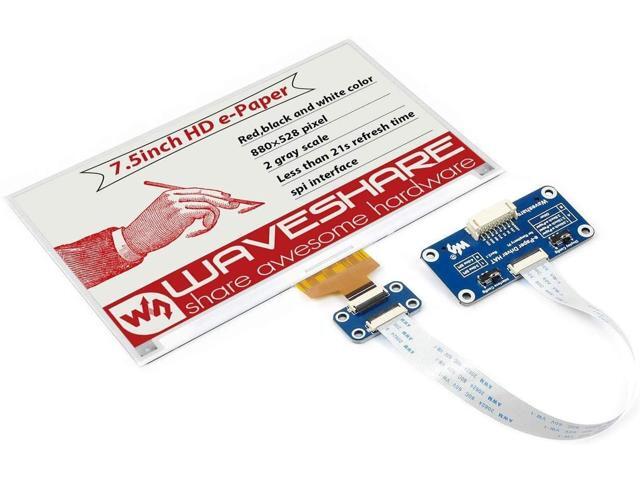 waveshare 75 inch E-Ink HD e-Paper Display HAT Module (B) 880×528 Pixel for Raspberry Pi Jetson Nano SPI Interface Red/Black/White 3-Color 33V / 5V