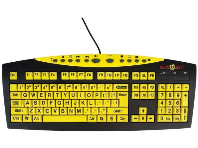Keys-U-See Large Print USB Wired Computer Keyboard (Yellow Keys with Black Letters) Great for Visually Impaired Individuals - Senior Citizens in