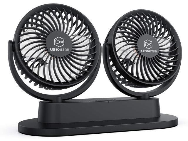 Car Fan 5V USB Powered Electric Car Cooling Fan with 300 Degree Adjustable Dual Head Fans 3 Speed Powerful Wind Ultra Quiet Portable Air