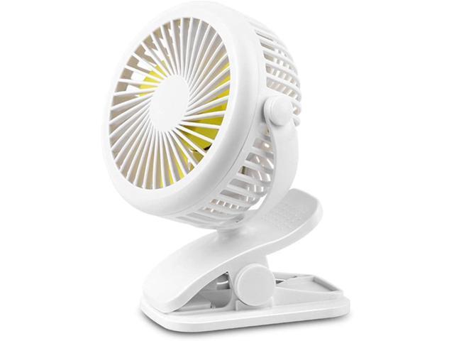 SOONHUA Portable 3 Speed 360 Degree Rotation Mini Desk Fan with USB Rechargeable Powered Clip Fan for Baby Stroller Office Outdoor Travel