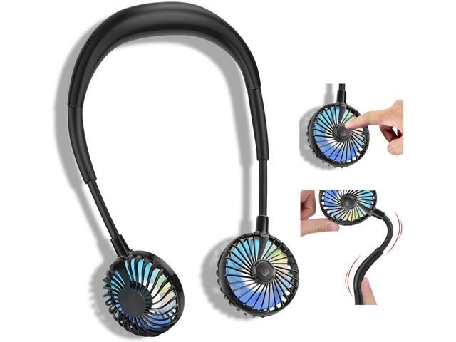 Hand Free Neck Fan Rechargeable Mini USB Personal Fan Headphone Design Wearable Neckband fan with 360° Rotation 3 Adjustable Speeds