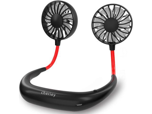 Portable Neck Fan CHERIEY Personal Fan 2000mAh USB Rechargeable Hanging Neck Sports Fan Hand Free Neckband Fan 3 Speeds 360 Degree Adjustable