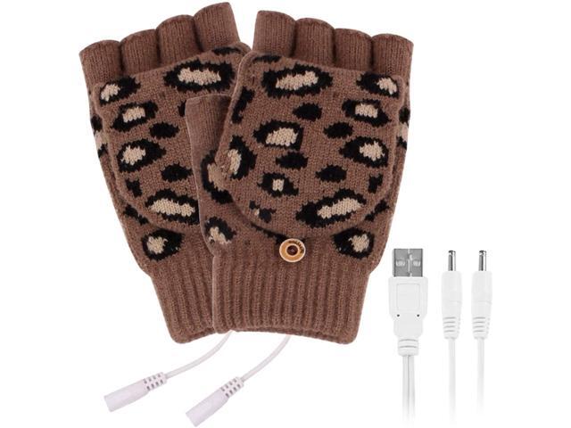 USB Heated Gloves Mitten Winter Warm Laptop Gloves for Women Men Fingerless Heating Knitting Hands Warmer for Indoor Outdoor Typing Hiking Cycling