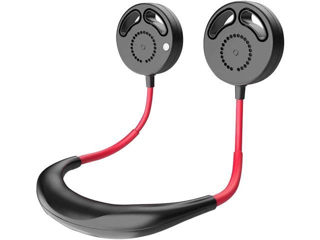 Leeko Hand Free Portable Fan USB Rechargeable Leafless Wearable Neckband Mini Fan Headphone Design Cooling Fan with 360 Free Wind Head and 3