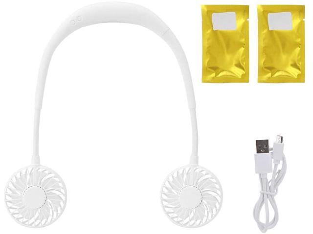 Mini Fan Hanging Neck Fan Durble Pressure-resistant Convenient USB Powered Low Noise Small Fan for Sport Travel(white)