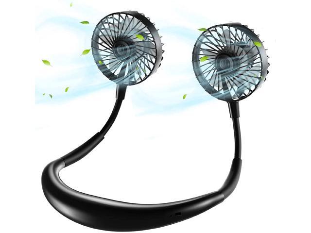 FCXBQ Hands-Free Neck Fan 2500mAh Large Battery USB Fan 40dB Quiet Neckband Fan with 360° Rotation 3 Adjustable Speeds Lightweight Design LED