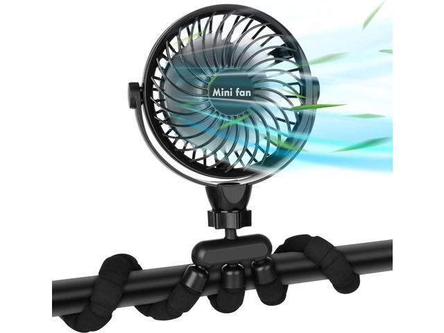 Versatile Fan 5200mAh Battery Powered Clip-on Personal Desk Fan with Flexible Tripod Ultra Quiet 360°Adjustable USB Fan for Stroller/Car