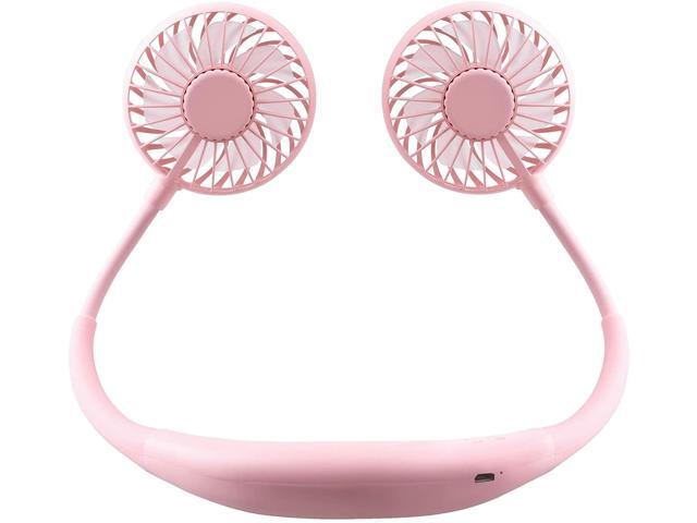 SUPKEY Hands Free Portable Neck Fan - Rechargeable Mini USB Personal Fan Battery Operated with 3 Level Air Flow LED Lights for Home Office Travel