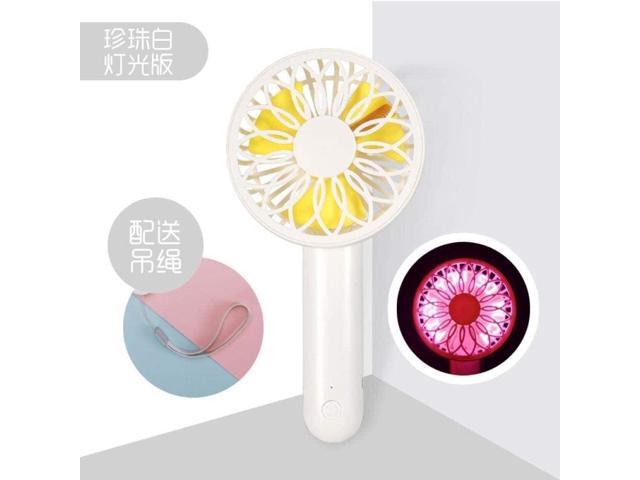 ZpLMW Folding Mini Handheld Flash Word Fan Desktop USB Portable Rechargeable Luminous Fan-Pearl White-Light Standard
