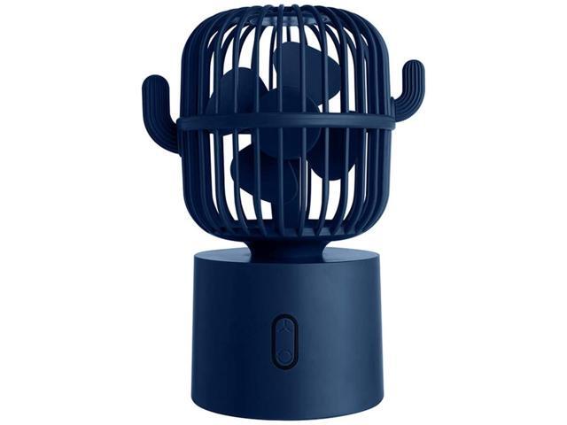 SXPC Portable Cactus Mini Fan 3 Gears Adjustable USB Rechargeable Mute Office Home Desktop Air Cooler USB Gadgets Blue