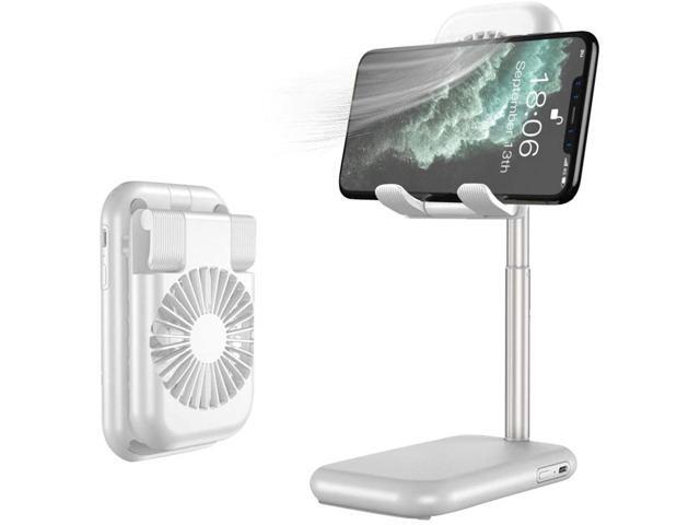 Robasiom USB Small Fan Cooling Phone/Tablet Bracket Aluminum Alloy Telescopic Folding Computer Universal (White)