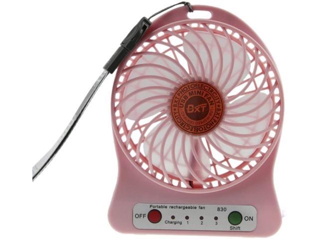 BXT Portable 3 Speed Ultra-Quiet Handheld Desktop Mini Fan Electric Rechargeable Battery/USB Powered Cooling Fan Laptop PC Mute Cooler Table Fan