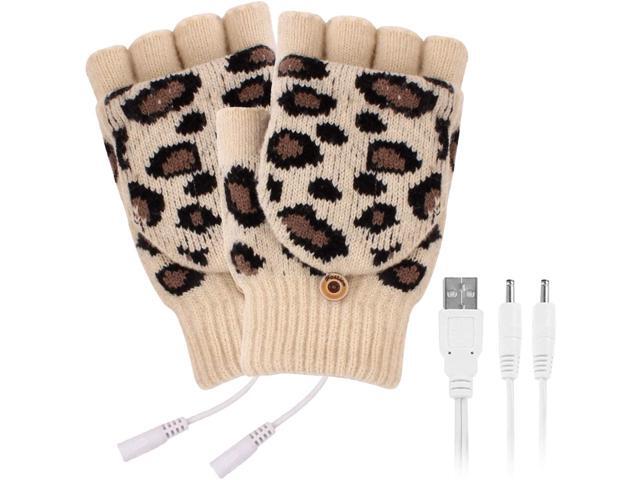 USB Heated Gloves Mitten Winter Warm Laptop Gloves for Women Men Fingerless Heating Knitting Hands Warmer for Indoor Outdoor Typing Hiking Cycling