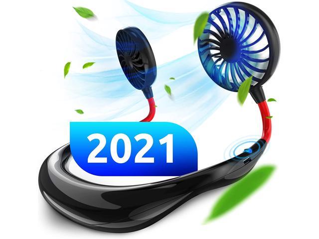 Portable Hand Free Fan USB Rechargeable 2000mAh Battery Sports Neck Fan Neckband 360 Degree Adjustable Necklace Personal Mini Fan 3 Speeds 12 Hours