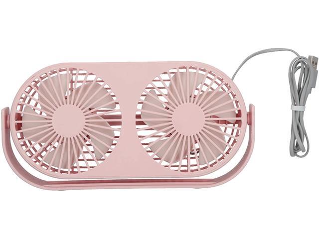Jenngaoo Portable Mini Desk Fan Double-Head Cooling USB Operated Fan Strong Airflow Mini Personal Fan for Home Office Desktop and Table(Pink)