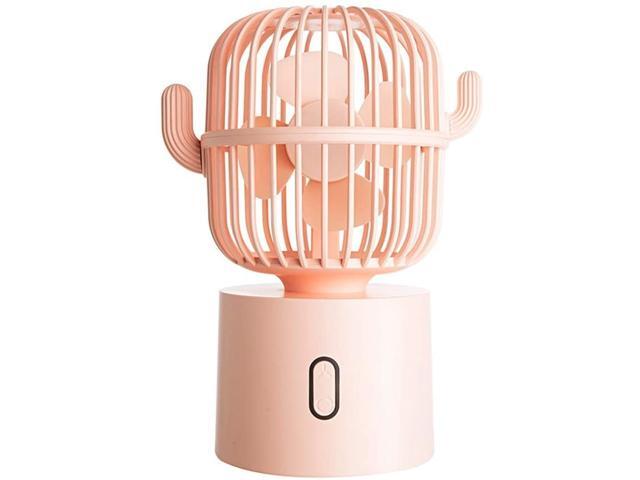 SXPC Portable Cactus Mini Fan 3 Gears Adjustable USB Rechargeable Mute Office Home Desktop Air Cooler USB Gadgets Pink