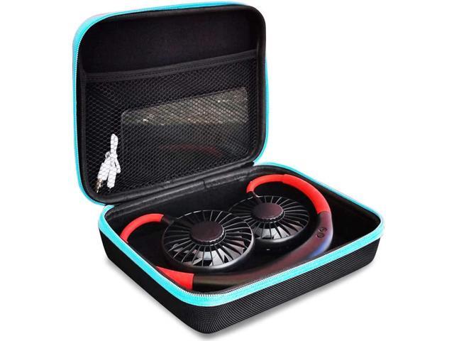 Portable Neck Fan Case Small Hands-Free Waterproof Box for Outdoor Activities Mini Box for Mobile Power and Charging Cables(Box Only)