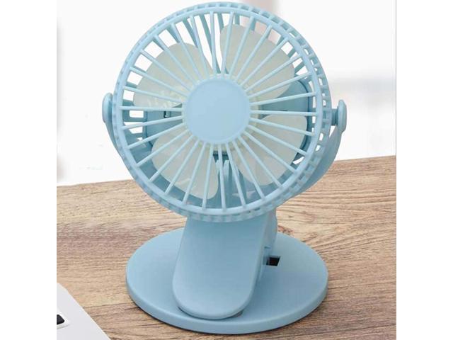SHAIRMB USB Clip on Fan Quiet Portable Personal Mini Desk Fan USB/Battery Dual Power Supply for Home Office Baby Stroller Traveling Blue