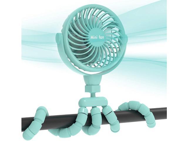 Versatile Fan 5200mAh Battery Powered Clip-on Personal Desk Fan with Flexible Tripod Ultra Quiet 360°Adjustable USB Fan for Stroller/Car
