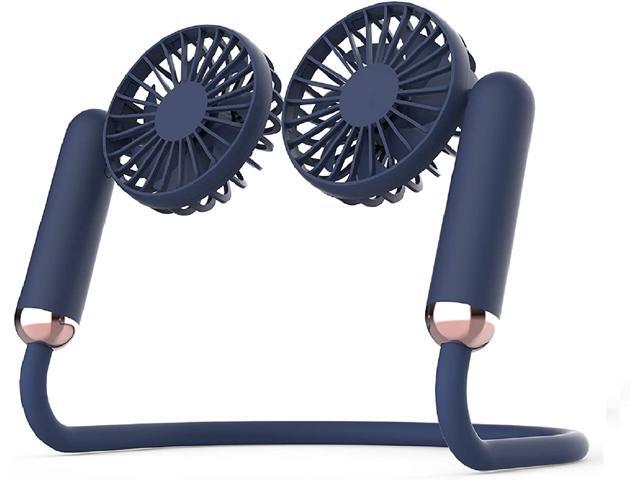 ENSTER Hanging Neck Fan and USB Desk Fan Small Personal Fan for Hands Free Cooling Wearable Necklace Fan with Rechargeable 2400mAh High Capacity