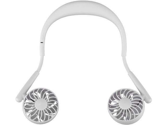 bobotron Upgraded USB Rechargeable 2000MAh Portable Hanging Neck Sports Fan Headphone Design Cooler Wearable Neck Fans-White