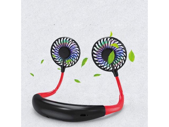 WBMKH Portable Rechargeable Neckband Lazy Neck Hanging Dual Cooling Fans Gadget Dual Cooling Fan USB 2000mAh
