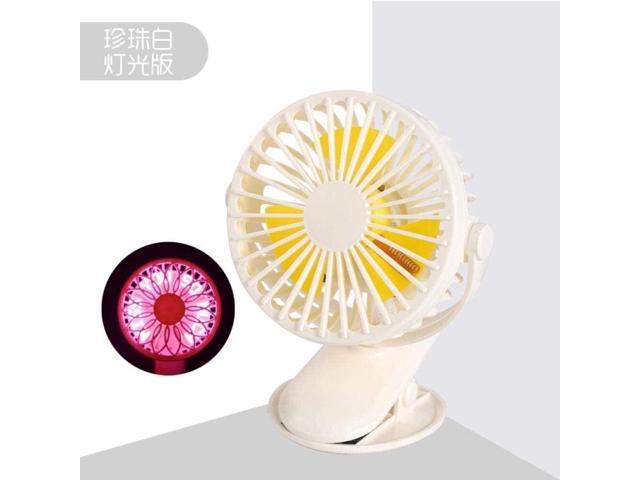 ZpLMW Home Mini Flash Folder Fan Desktop Rechargeable USB Portable Luminous Led Light Lazy Fan-Pearl White-Light Standard