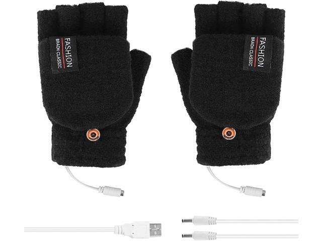 Unisex Women's & Men's USB Heated Gloves Full & Half Finger Heated Warm Mitten Winter Warm Laptop Gloves Clamshell Gloves with Button Washable