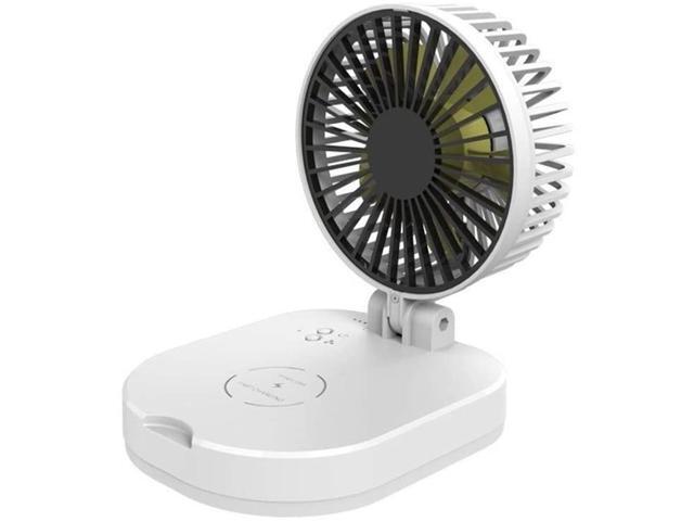 YHMY Small Fan USB Small Fan Folding Portable Mobile Power Mini Fan Wireless Charger 10000mAh 5000mAh Fan (Color: White Size: Five Thousand mAh)